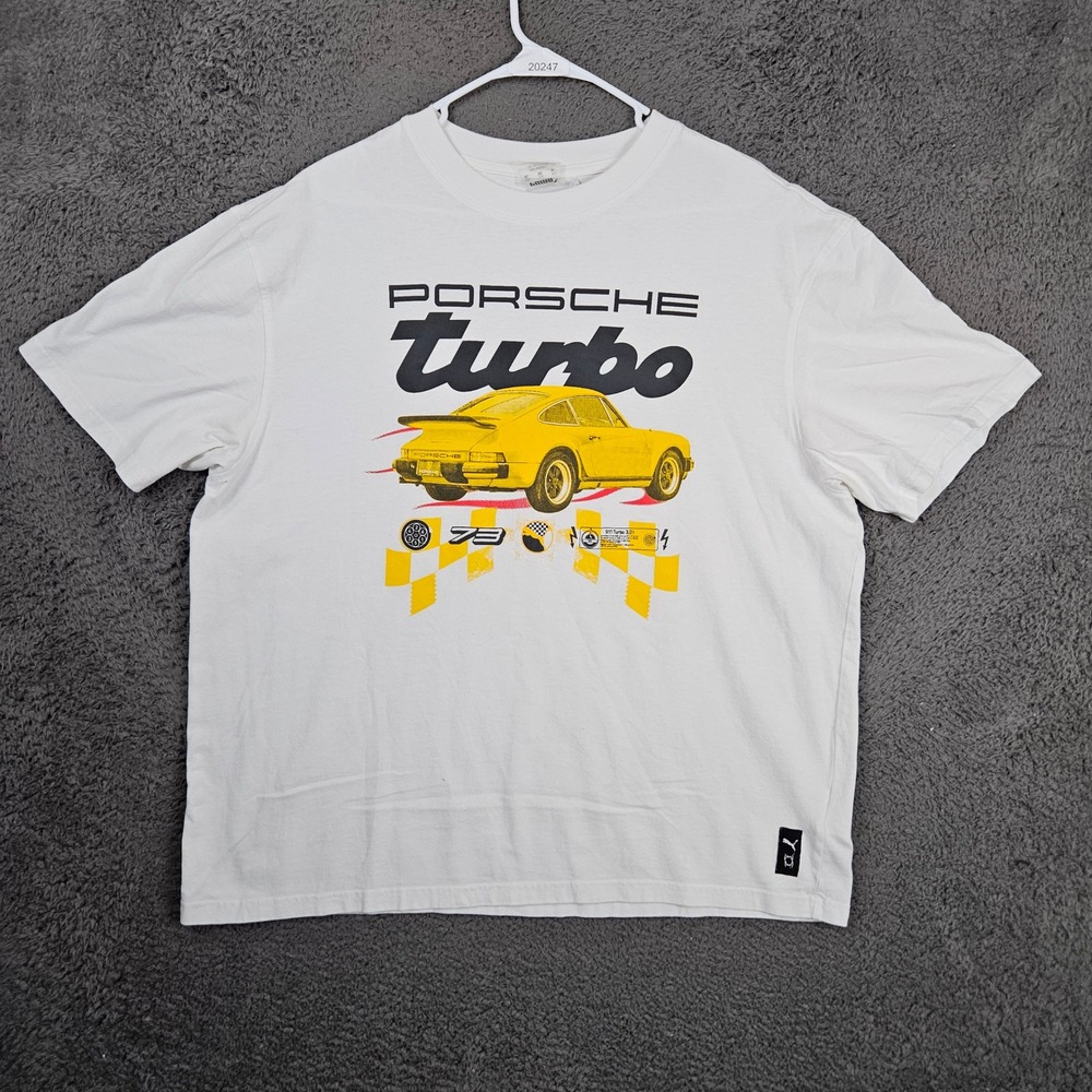 Puma Porsche Turbo Legacy = T-Shirt Mens XL White Short Sleeve Racing Tee